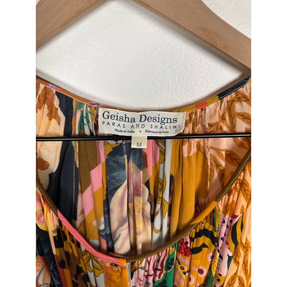 Anthropologie Geisha Designs Collage Button Down Midi Dress, Size Medium - Picture 3 of 8